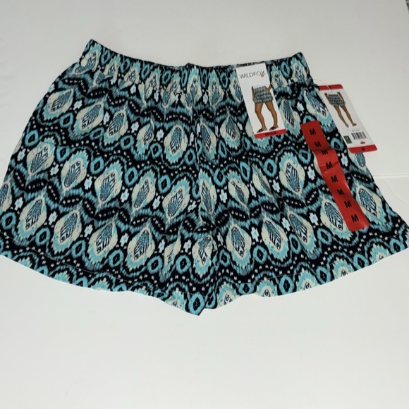 Wildfox Women’s Relaxed Fit Pull-On Shorts Blue Multicolor Pockets Medium - Picture 3 of 4